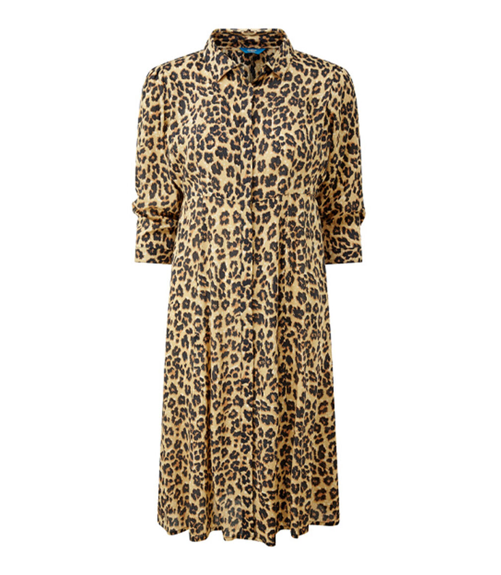 The Friday Blazer | Leopard Print Button-through Long Printed Dress | By Cotton Traders