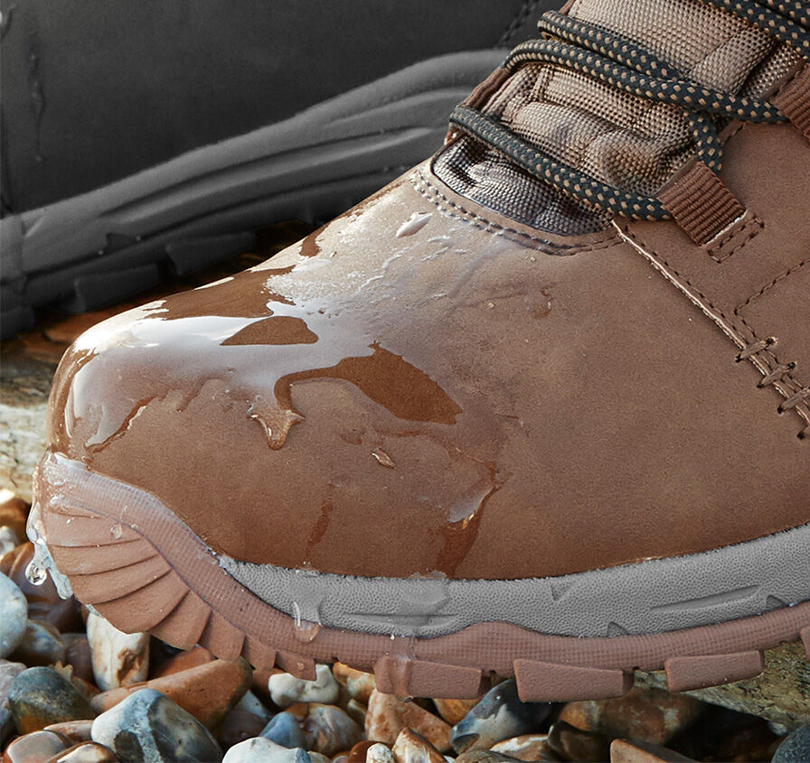 Closeup of the Cotton Traders Hydroguard® Walking Boots showing their waterproof quality