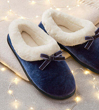Fur Lined Bow Slippers