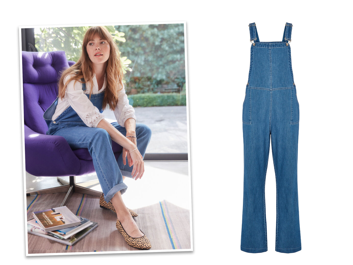 High/Low Women’s Fashion Denim Dungarees and Blouse