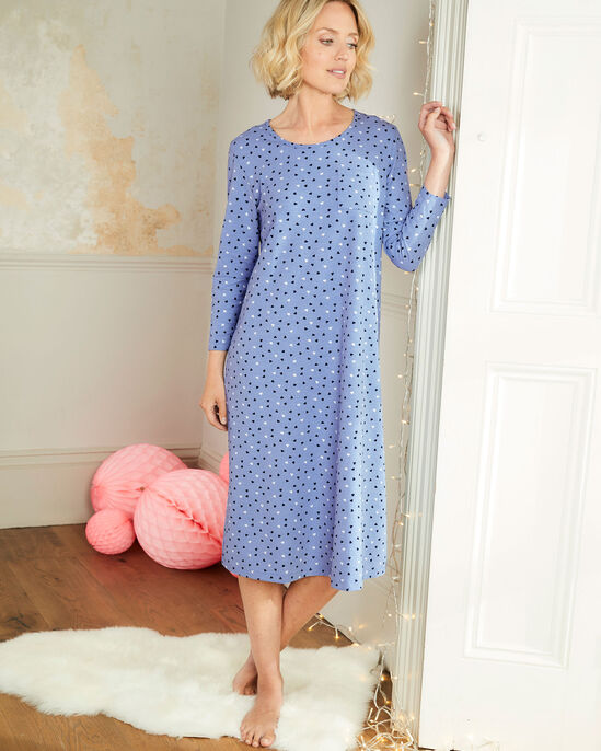 Long Sleeve Crew Neck Print Nightdress