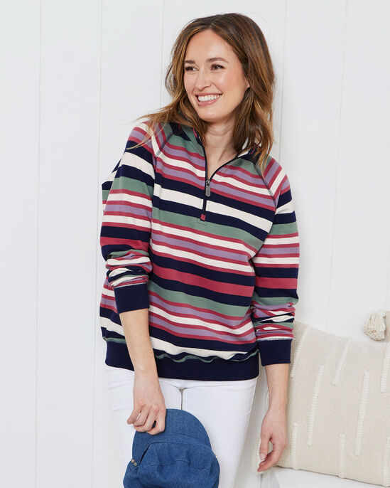 Stripe Half Zip Sweatshirt