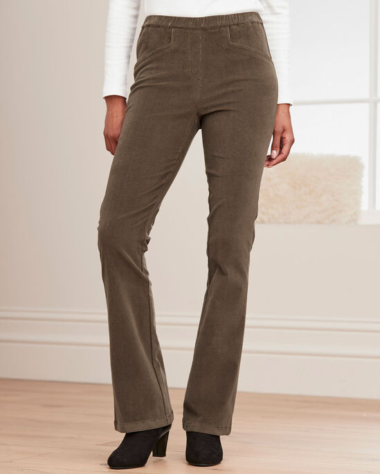 Pull-On Stretch Bootcut Cord Trousers