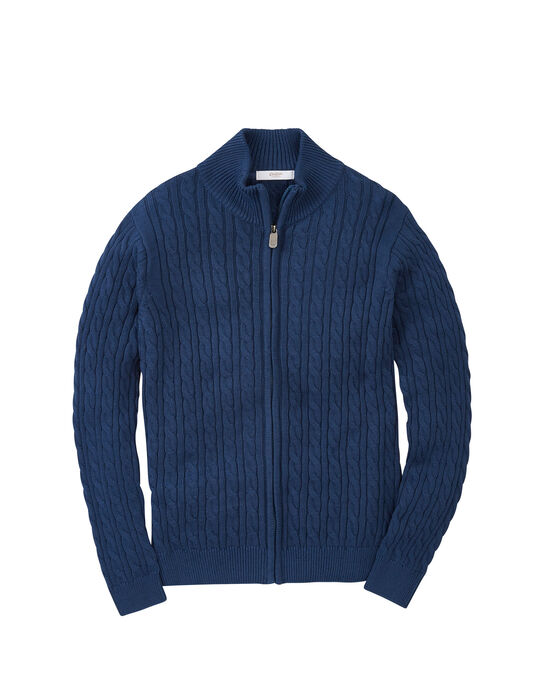 Cotton Cable Zip Through Cardigan