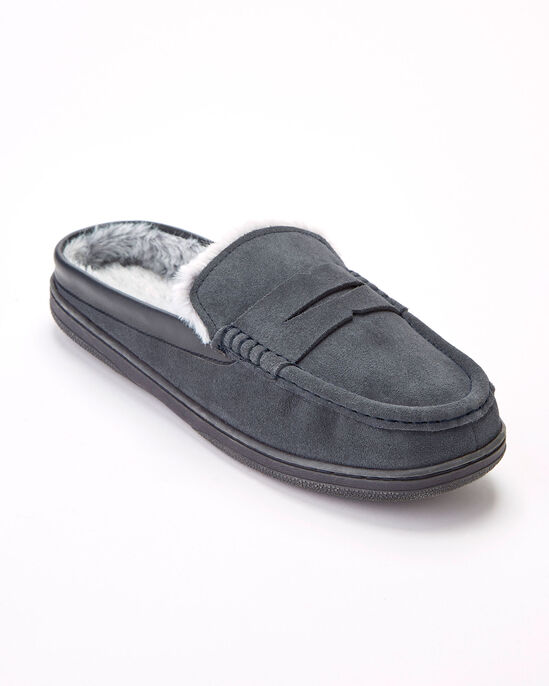 Suede Fur-Lined Mule Moccasin Slippers