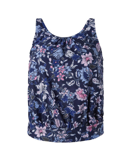 Scoop Neck Tankini Printed Top