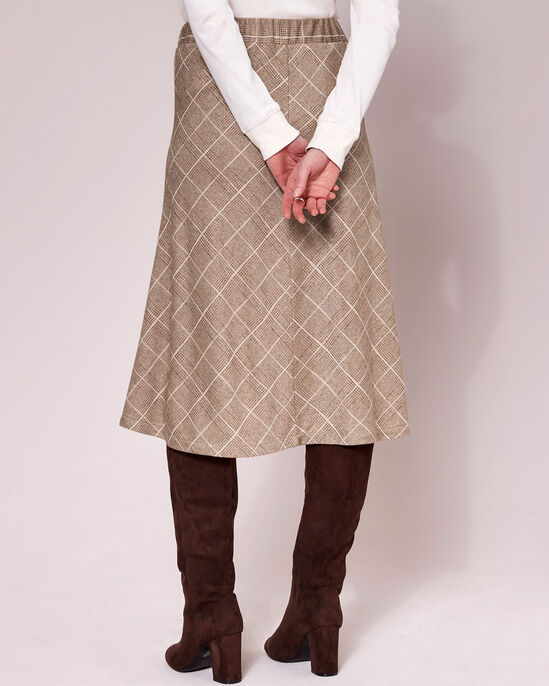 Check Jersey Pull-On Midi Skirt