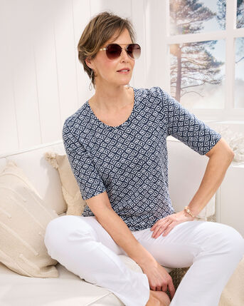 1/2 Sleeve Printed Scoop Neck Top