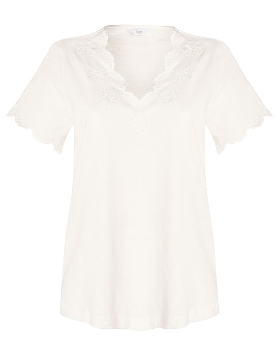 Simply-Does-It Embroidered Jersey Top