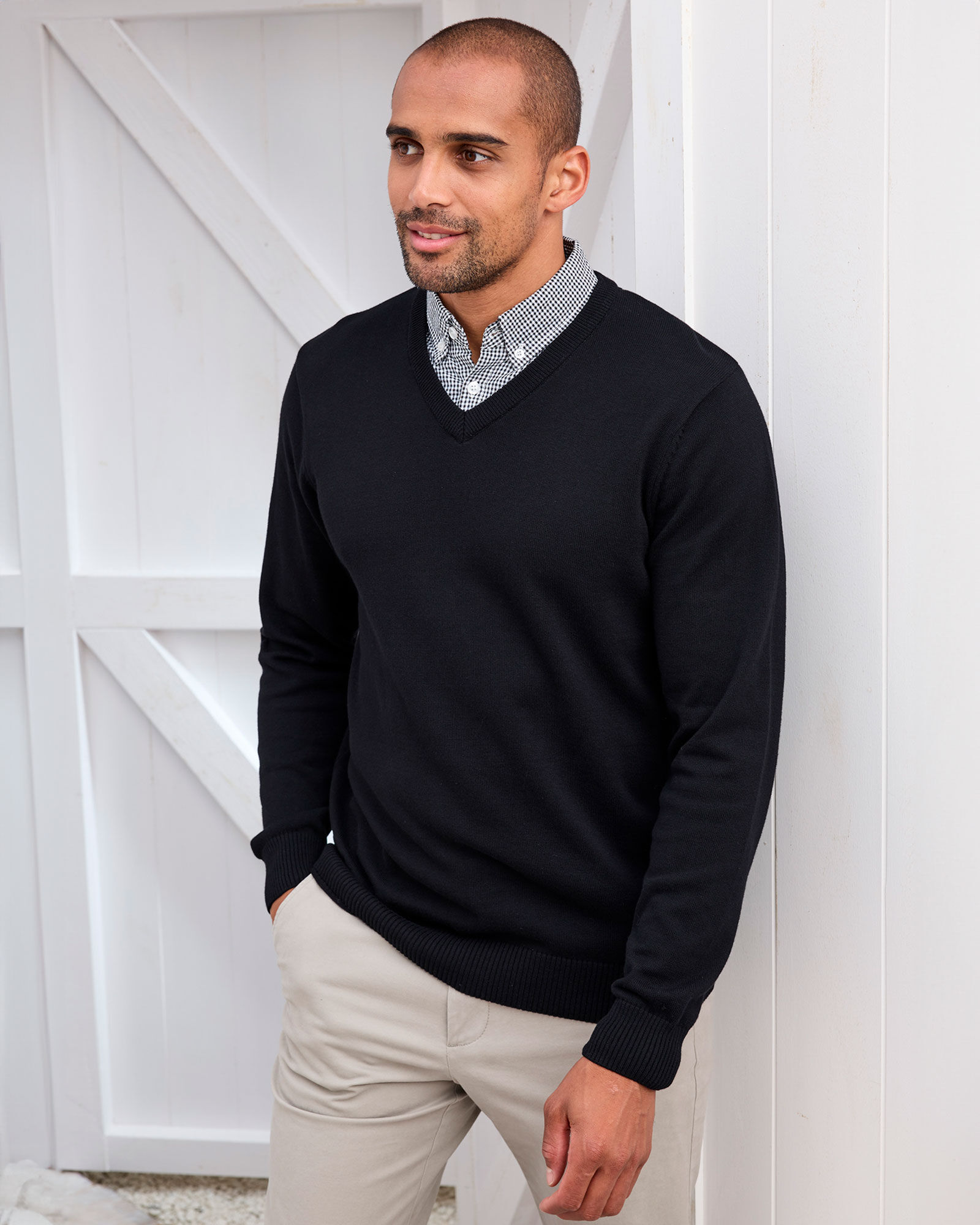 Mock Shirt Jumper Black at Cotton Traders