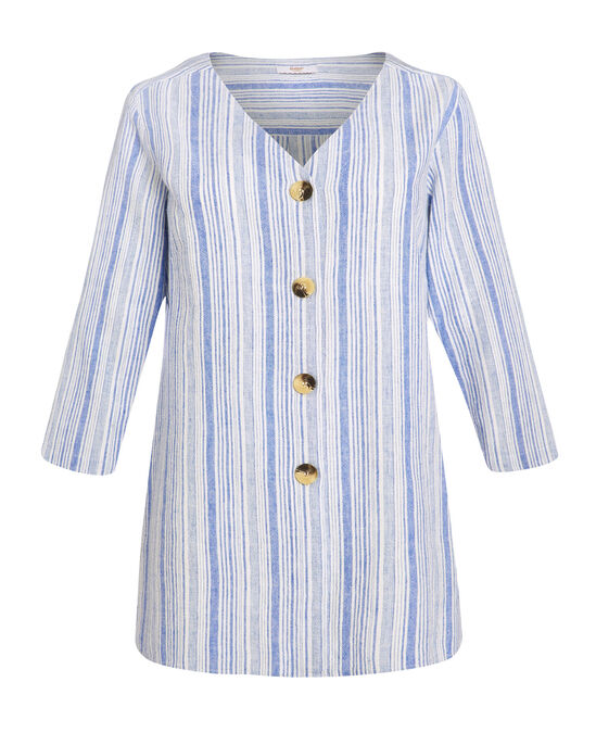 Candy Stripe Cotton-Linen Overshirt