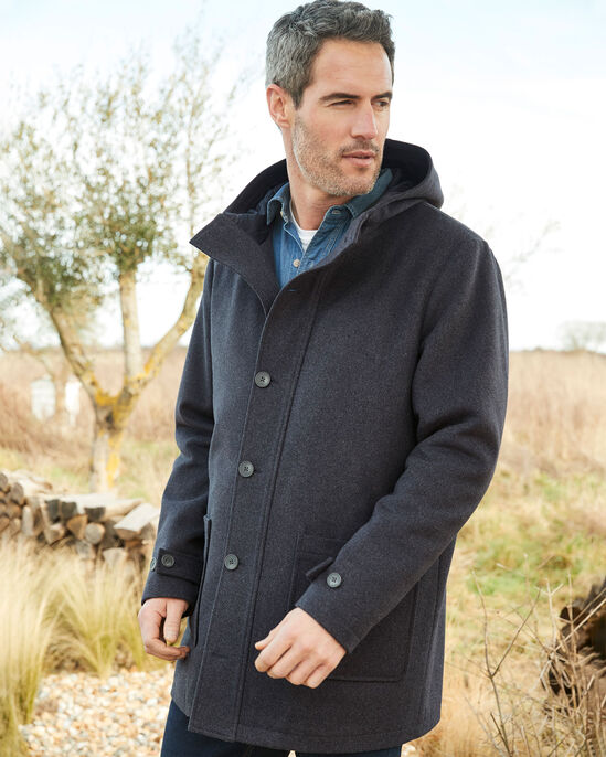 Wool-Look Hooded Coat