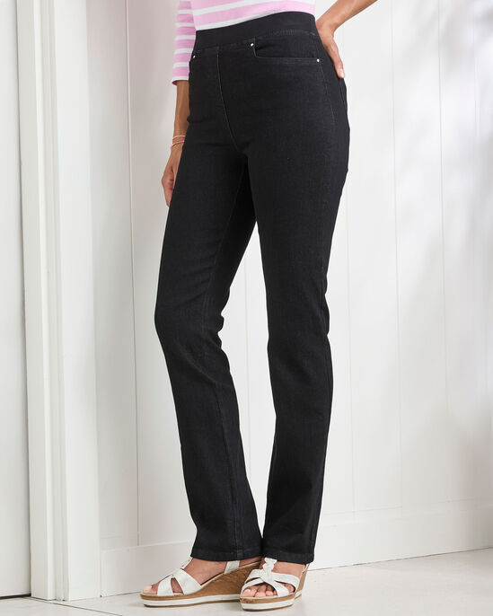 Premium Pull-On Straight-Leg Jeans