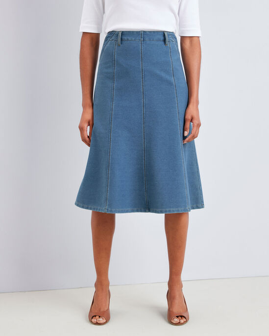 Jolene Jersey Denim Midi Skirt