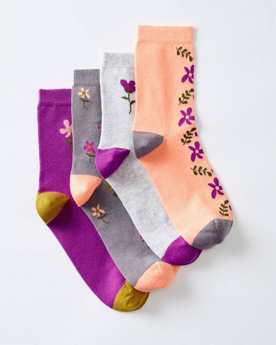 4 Pack Comfort Top Floral Socks