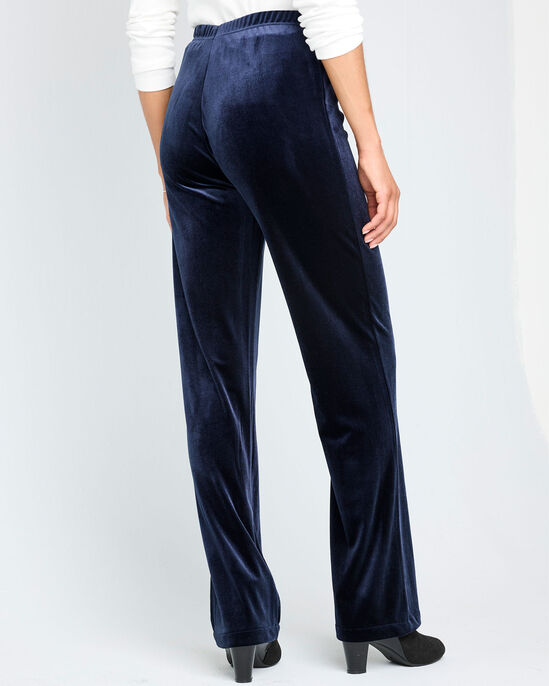 Velour Straight-Leg Pull-On Stretch Trousers