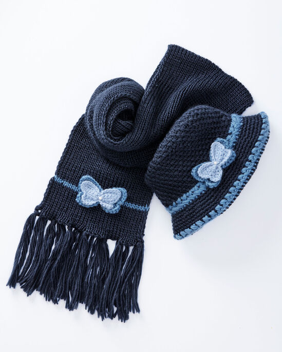Knitted Butterfly Hat and Scarf Set