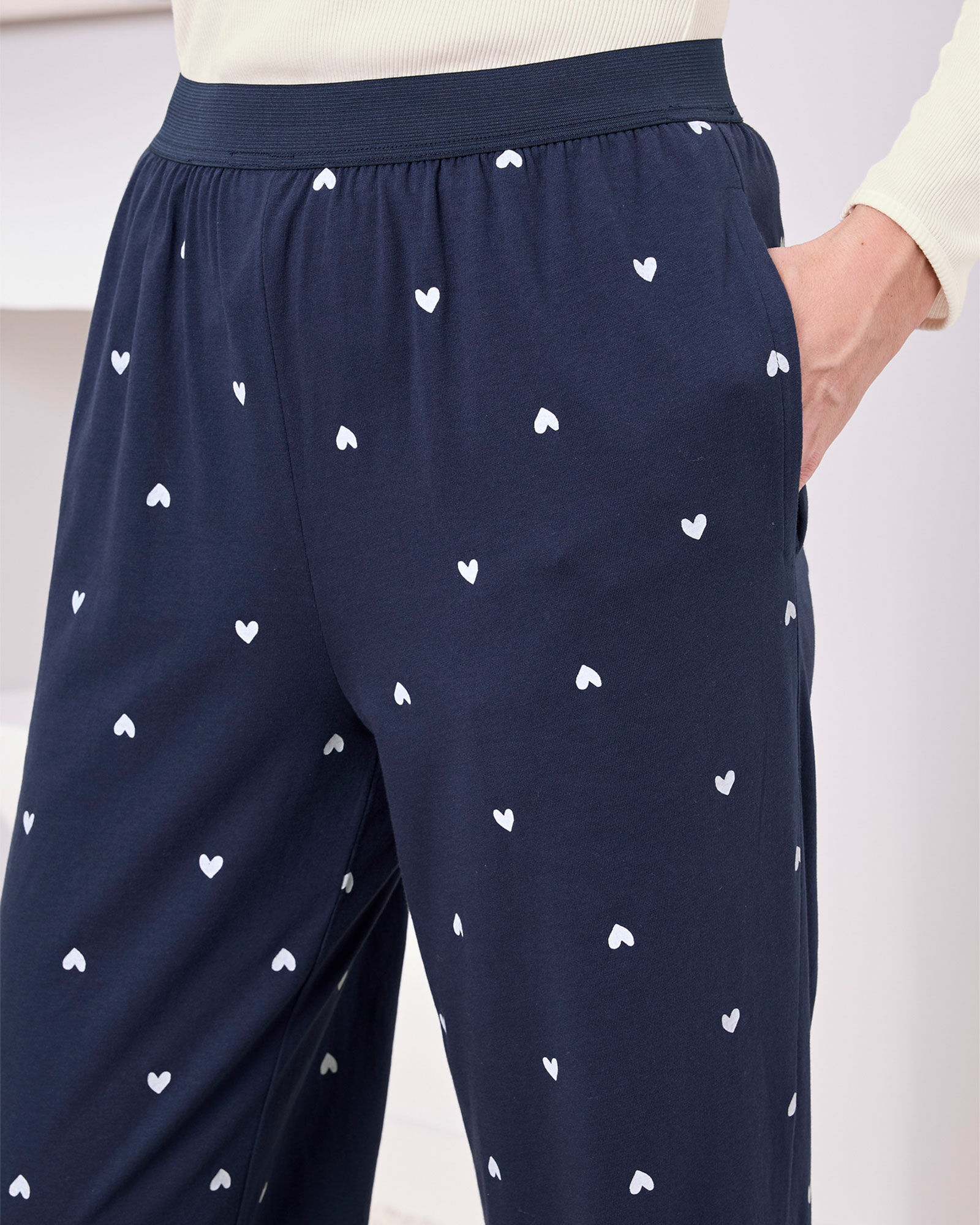 2 Pack PJ Bottoms Blue Navy at Cotton Traders