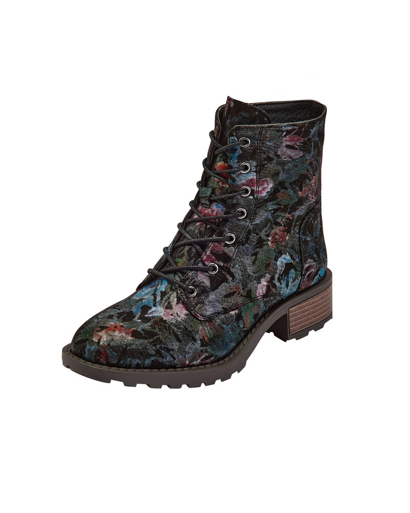Floral Lace-Up Boots at Cotton Traders