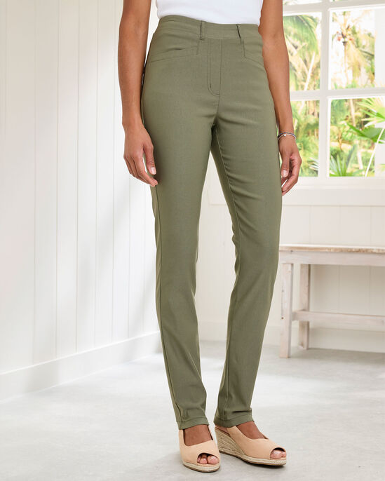 Super-Stretchy Pull-On Slim-Leg Trousers