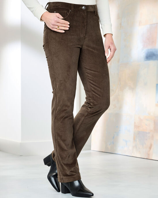 Stretch Cord Straight-Leg Jeans