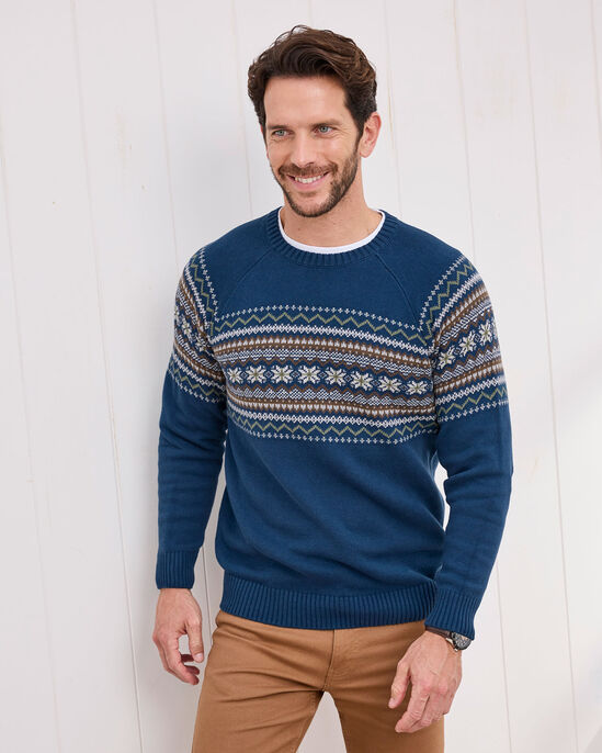 Cotton Fair Isle Crew Neck Jumper