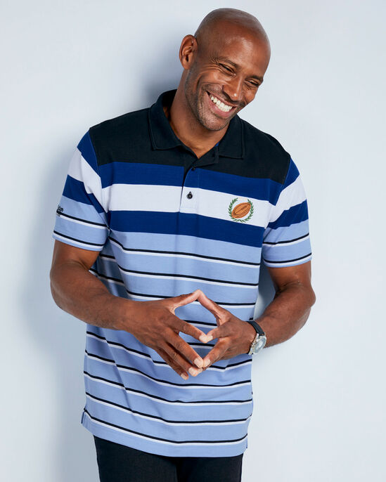 Short Sleeve Panelled Stripe Polo Shirt