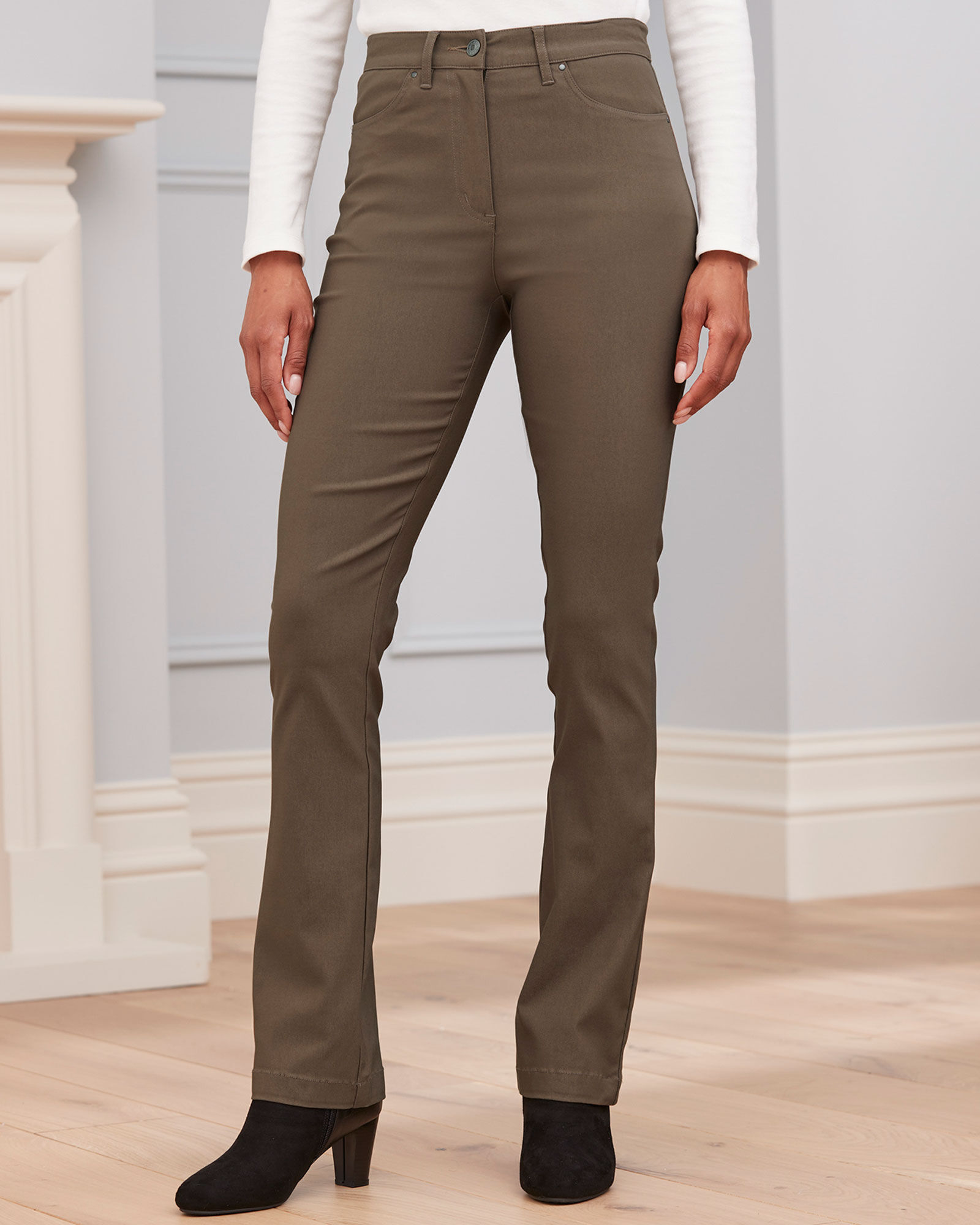 Stretchy bootcut trousers online
