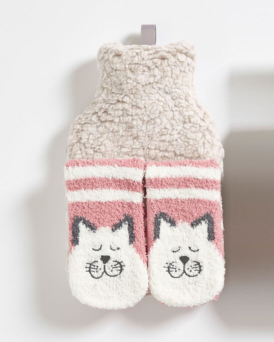 Mini Hot Water Bottle and Fluffy Sock Set