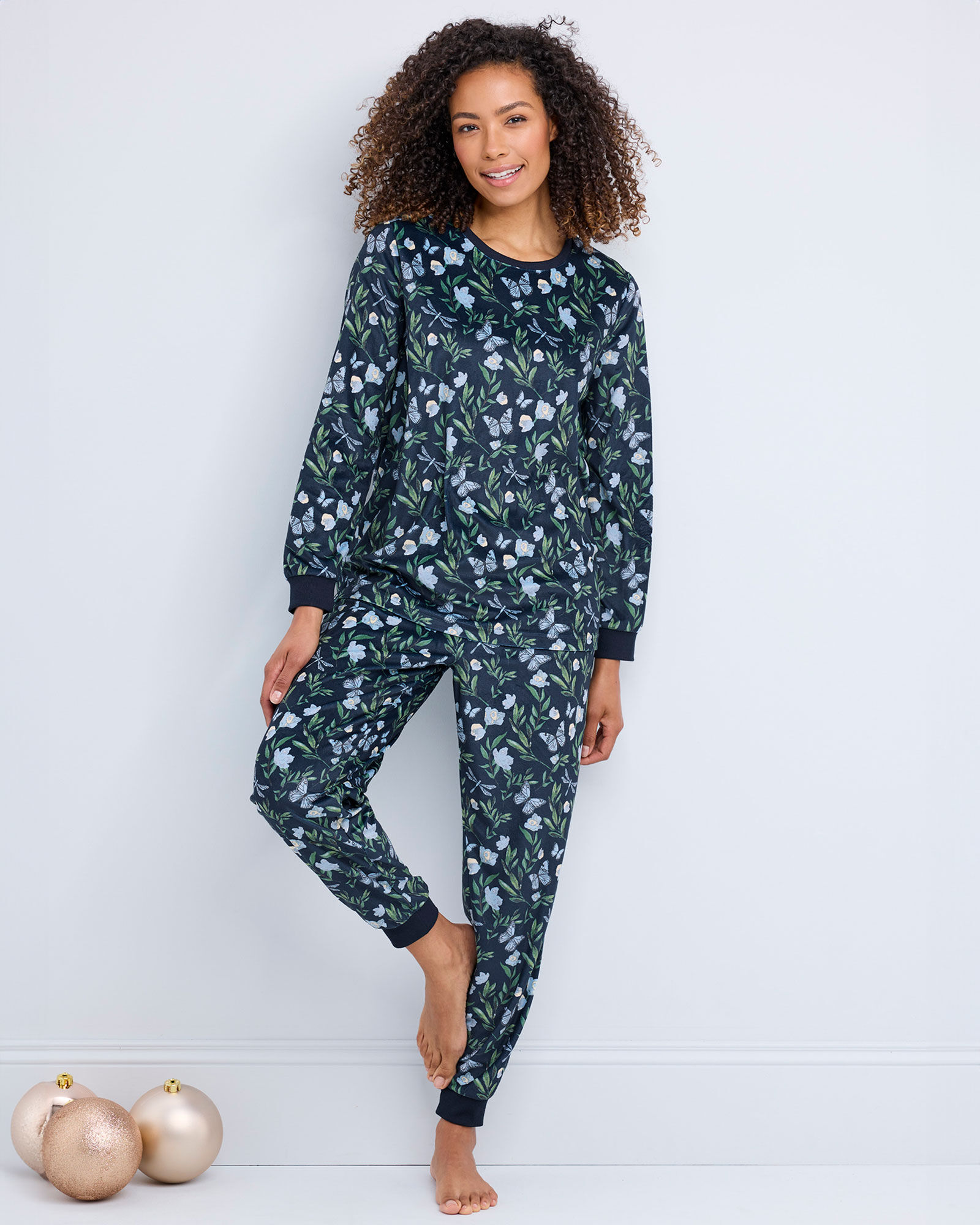Women s Navy Pyjamas Cotton Traders
