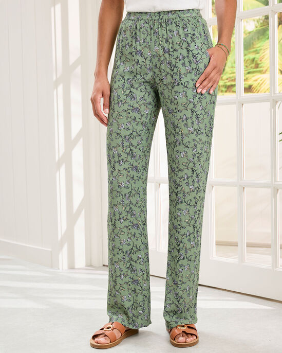 Pull-On Printed Crinkle Trousers