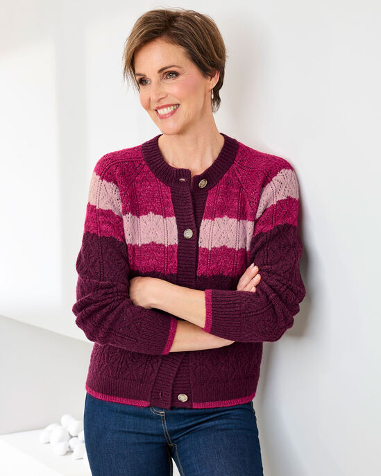 Stripe Pointelle Cardigan