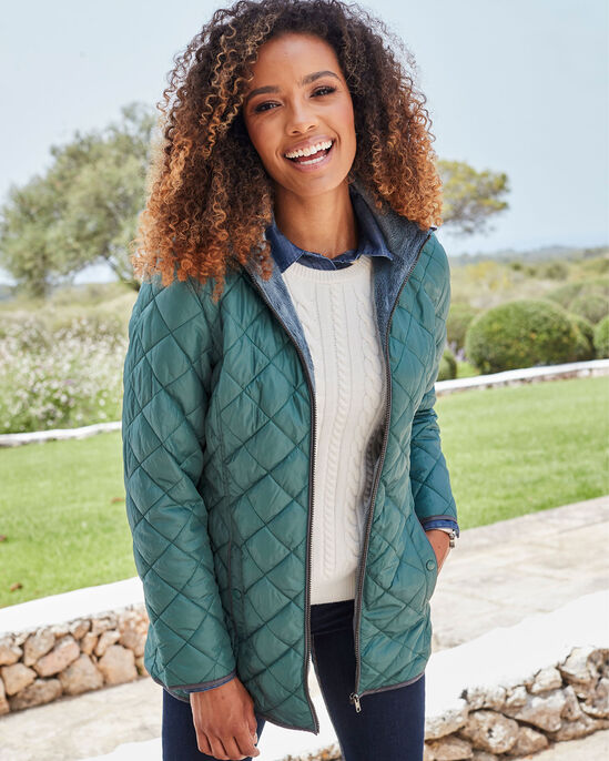 Faux Fur-Lined Hooded Quilted Jacket