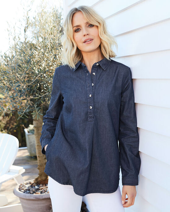 In-The-Detail Long Sleeve Denim Tunic