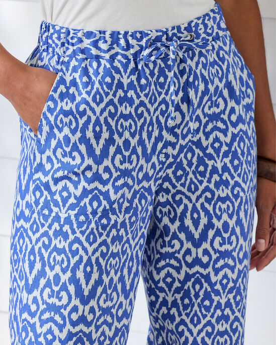 Linen-Blend Relaxed Fit Print Trousers