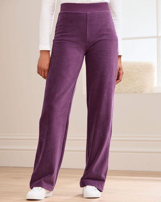 Wide-Leg Jersey Cord Stretch Pull-On Trousers