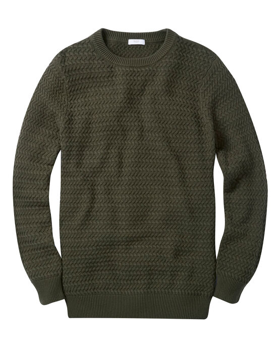 Textured Cotton Crew Neck Jumper