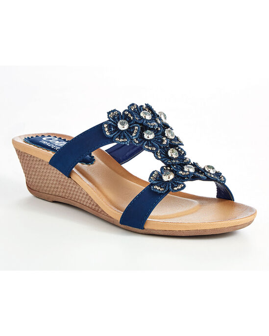 Floral Trim Wedge Mule at Cotton Traders