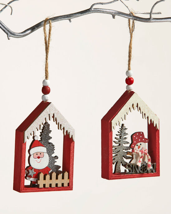 Pack of 2 Christmas Scene Hanging Decorations
