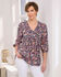 3/4 Sleeve V-Neck Printed Crinkle Top