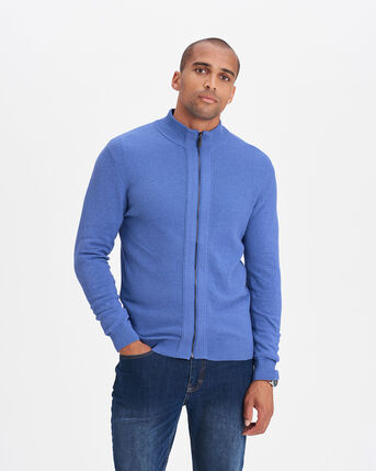 Textured Knit Zip Through Cardigan