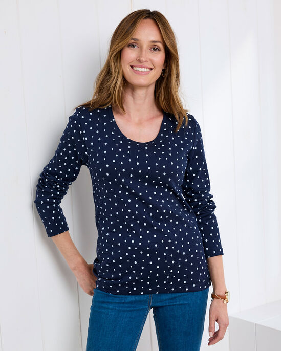 Wrinkle Free Long Sleeve Spot Jersey Top