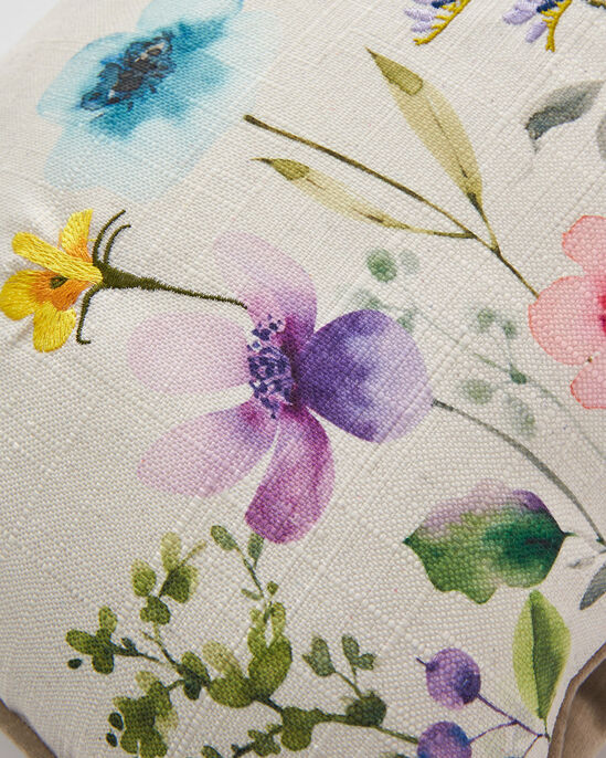 Country Flowers Embroidered Cushion