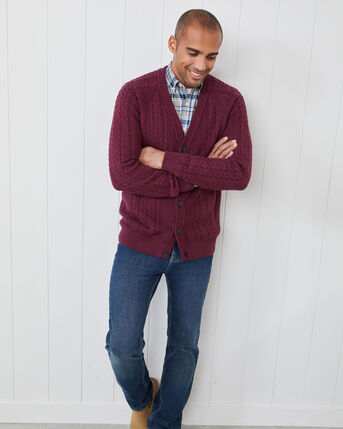 Cotton Textured Cable Button Through Cardigan