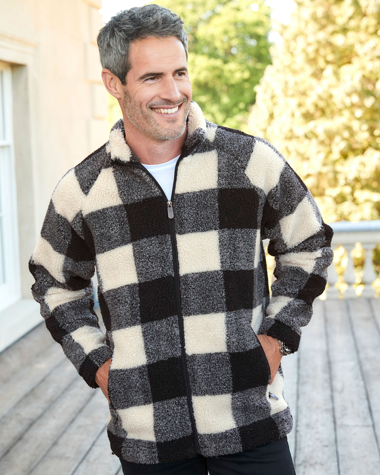 Mens checked sherpa jacket top