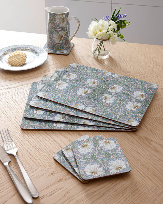 Set of 4 William Morris Pimpernel Placemats and 4 Coasters
