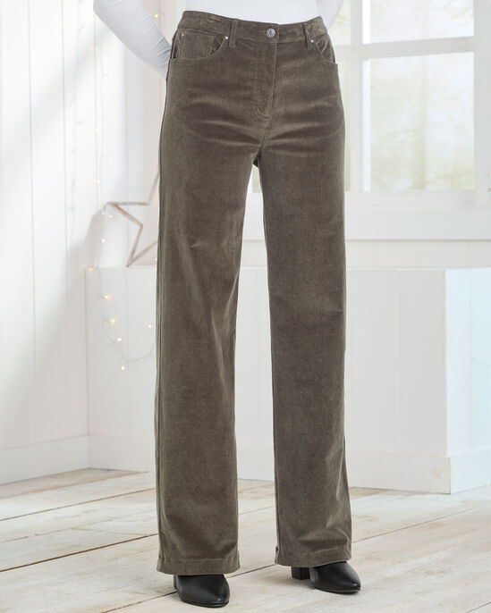 Wide-Leg Stretch Cord Trousers