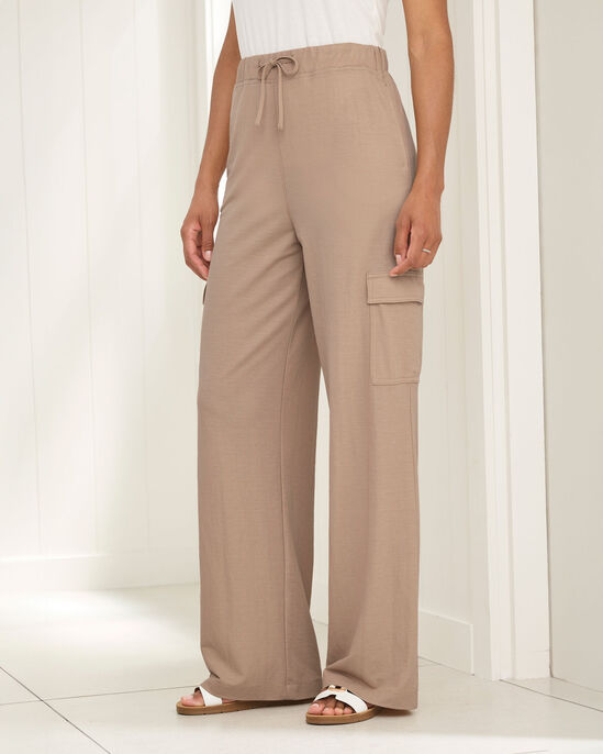 Pull-On Cargo Jersey Wide-Leg Trousers