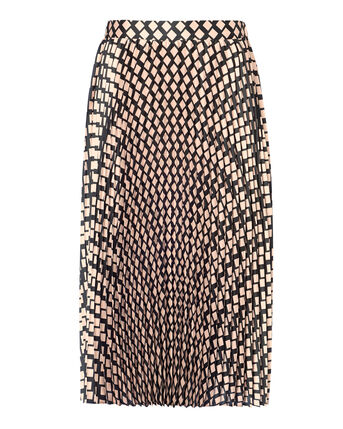 Ray-Of-Sun Satin Pleat Pull-On Print Skirt