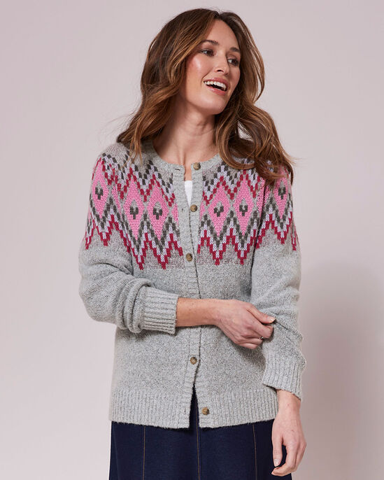 Patterned Button Cardigan